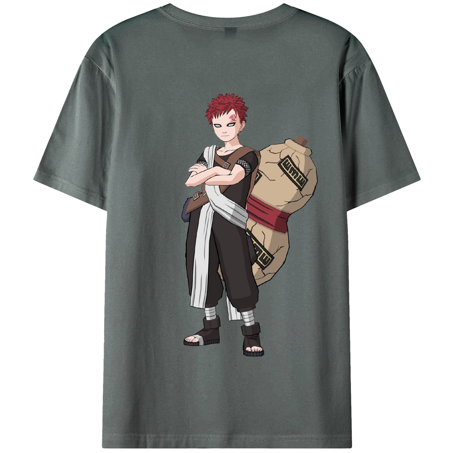 （画像用） NARUTO -ナルト- ガアラ Gaara 綿100％半袖Tシャツ（背面プリント）